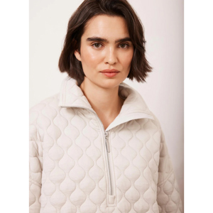 Mint Velvet Cream Quilted Zip Sweatshirt